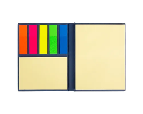 Набор цветных бумажных стикеров  Stick and Fun в твердом переплете, 50 листов в блоке,  размер 8*10,5*1 см, темно-синий