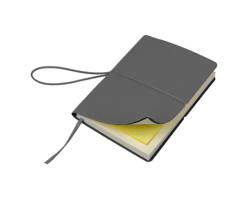 Блокнот А6 Van Diemen, со стикерами, в гибкой обложке c резинкой в линейку, серый