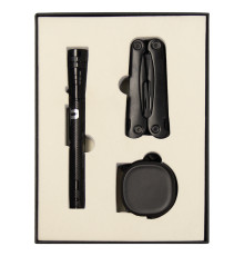 Набор подарочный Solution Superior Trio (Фонарь телескопический Tools Flashlight, рулетка Tools Trecker 3 метра, мультитул Tools Hardwork), черный