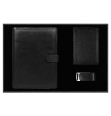 Набор подарочный Solution Prestige Quadro (Блокнот Alfa Polo Line в суперобложке Country Leather Sky, обложка для автодокументов Leather Sun, флеш накопитель Shine, USB 2.0 32GB)