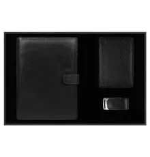 Набор подарочный Solution Prestige Quadro (Блокнот Alfa Polo Line в суперобложке Country Leather Sky, обложка для автодокументов Leather Sun, флеш накопитель Shine, USB 2.0 32GB)