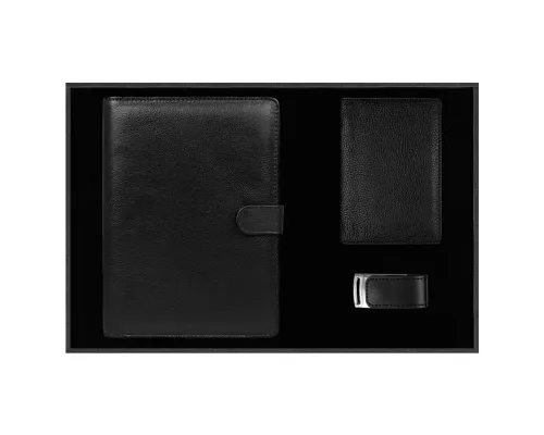 Набор подарочный Solution Prestige Quadro (Блокнот Alfa Polo Line в суперобложке Country Leather Sky, обложка для автодокументов Leather Sun, флеш накопитель Shine, USB 2.0 32GB)