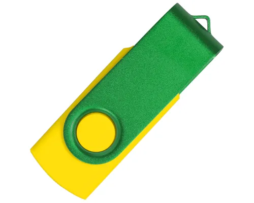Флеш накопитель USB 2.0 Twister Сolor Mix 16GB, пластик Софт Тач/металл, желтый/зеленый