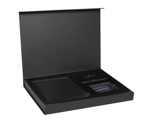 Набор подарочный Solution Prestige Quardo  (Суперобложка из натуральной кожи, флешка, ручка шариковая, картхолдер), черный