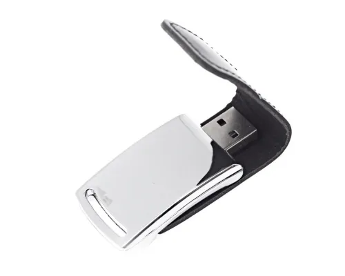 Флеш накопитель Shine, USB 2.0 32GB, металл/кожзам, серебро/черный 32GB