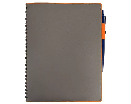 Ежедневник Flexy Verde Sivilia B5 на пружине, серо-оранжевый, недатированный, в гибкой обложке