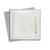 Коробка подарочная Solution Superior Alfa Linen под ежедневник и ручку, серебро, 25,7x25,7x2,8 см, бежевый ложемент