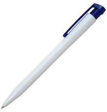 Ручка шариковая, пластиковая, белая/синяя