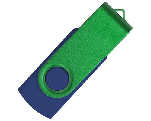 Флеш накопитель USB 2.0 Twister Сolor Mix 16GB, пластик Софт Тач/металл, темно-синий/зеленый