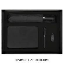 Подарочная коробка, размер 29,5x40,5x8 см, Solution Prestige Linen с магнитным клапаном, черная, с черным ложементом