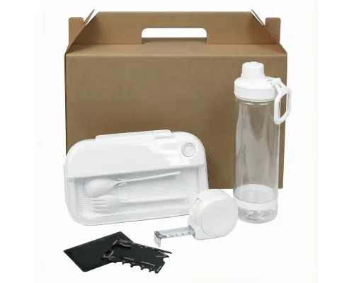 Набор подарочный Solution Everyday Kit Quattro (мультитул, рулетка, ланч бокс, бутылка для воды), белый