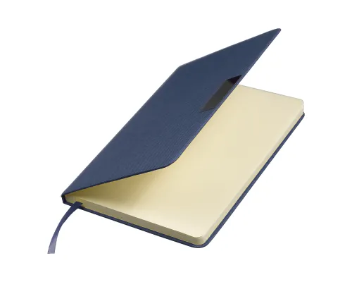 Блокнот А5 Hobard, в твердой тканевой обложке c резинкой в линейку, темно-синий