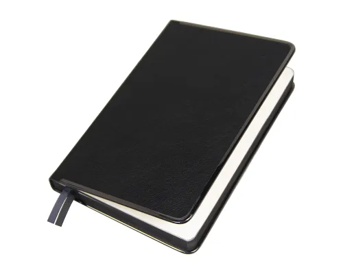 Ежедневник Alfa Techno Soft A5, черный, недатированный, в твердой обложке с металлическим элементом