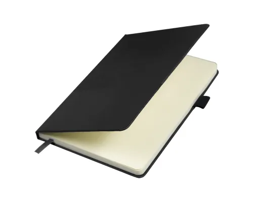 Блокнот А5 Burnie, в твердой обложке c резинкой и петлей для ручки в линейку, черный