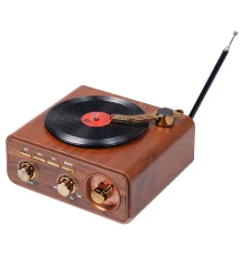 Ретро радио в стиле радиолы, Heritage Nostalgia, диапазон частот  AM FM SW, с USB порт,  Bluetooth, цвет коричневый