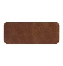 Шеврон Rectangle Smooth Leather размер 75*29 мм, коричневый, со скругленными углами