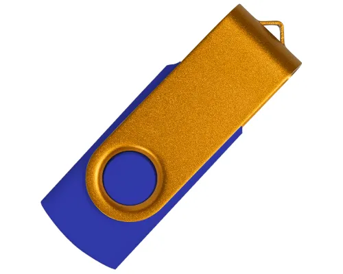 Флеш накопитель USB 2.0 Twister Сolor Mix 16GB, пластик Софт Тач/металл, синий/золотистый