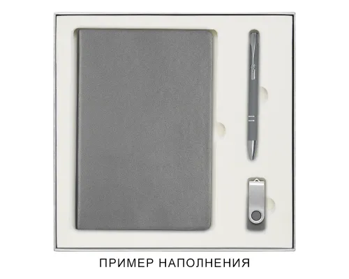 Коробка подарочная Solution Superior Linen под ежедневник, ручку и флешку, серебро, 25,7x25,7 см, бежевый ложемент Коробка подарочная Solution Superior Linen под ежедневник, ручку и флешку, серебро, 25,7x25,7 см, бежевый ложемент