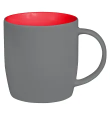 Кружка фарфоровая Casa Grande Lupin Soft, софт тач, 400 мл, серый/красный