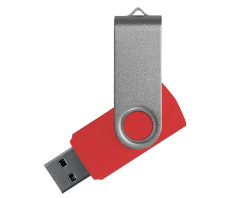 Флеш накопитель USB 2.0 Twister Сolor Mix 16GB, пластик Софт Тач/металл, красный/серебристый