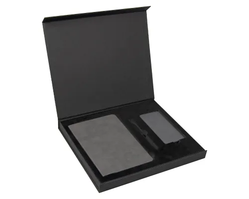 Набор подарочный Solution Prestige Trio (Ежедневник Flexy Nuba А5, Внешний аккумулятор (powerbank) «WeCharge Velvet», Ручка Gray stone Requis металлическая,) в подарочный коробке, серый