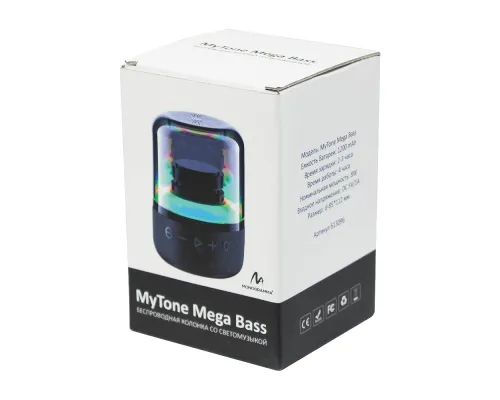 Колонка беспроводная MyTone Mega Bass со светомузыкой, черная Колонка беспроводная MyTone Mega Bass со светомузыкой, черная