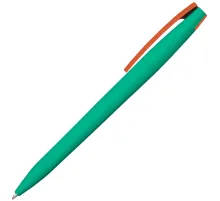 Ручка шариковая, пластиковая софт-тач, Zorro Color Mix зеленая/оранжевая