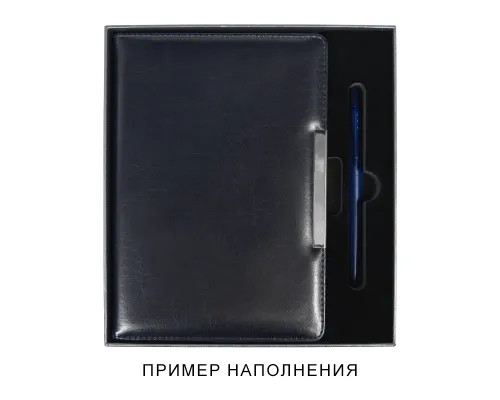 Коробка подарочная, размер  203*220*30 мм,  Solution Gift Linen  для ежедневника и ручки, антрацит (темное серебро)