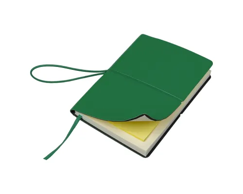 Блокнот А6 Van Diemen, со стикерами, в гибкой обложке c резинкой в линейку, зеленый