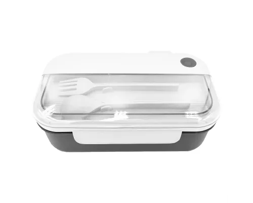 Герметичный контейнер для еды (ланч бокс)  BON VOYAGE, пластиковый, бело-серый, 1100 мл.