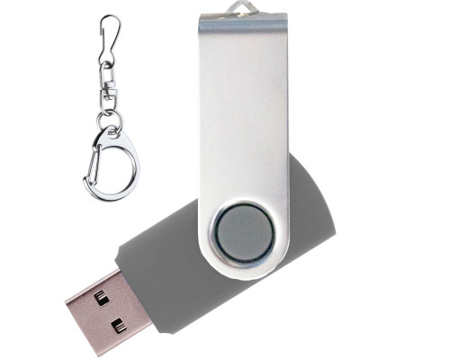 Флеш накопитель Twister 32GB, пластик Софт Тач/металл, серый/серебро Флеш накопитель Twister 32GB, пластик Софт Тач/металл, серый/серебро