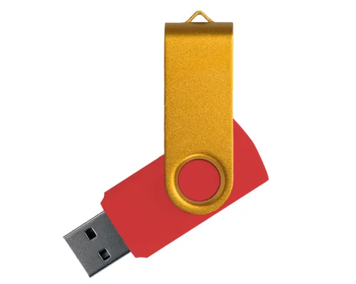 Флеш накопитель USB 2.0 Twister Сolor Mix 16GB, пластик Софт Тач/металл, красный/желтый
