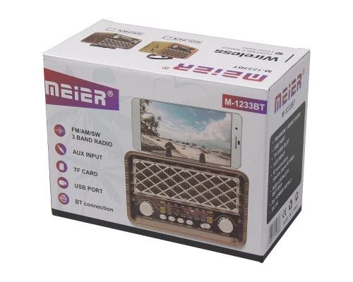 Ретро радио в стиле радиолы, диапазон частот  AM FM SW, USB, Bluetooth, Heritage Timeless, цвет  коричневый