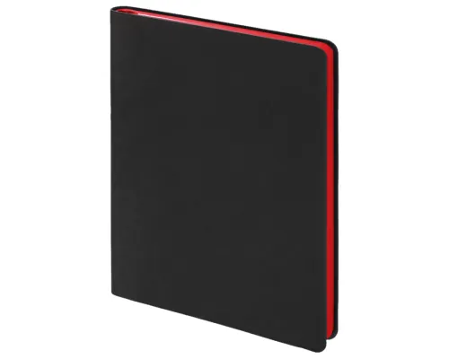 Еженедельник Flexy Latte Soft Touch Black Edition Color A4, черный с красным, датированный на 2026 г, в гибкой обложке