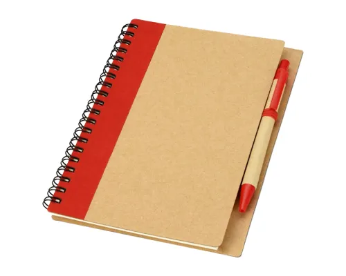 Блокнот B6 Easy Way, на пружине, в твердой обложке, c ручкой, красный