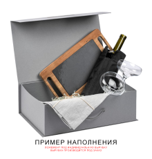 Подарочная коробка, размер 39*26,3*11 см, Solution Prestige Big Case Linen с магнитным клапаном и ручкой , с EVA ложементом 36,8*25,1*4 см под индивидуальную вырубку, серебристая,