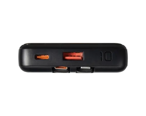 Внешний аккумулятор (powerbank)  «Stream 10»,  10 000 mAH, с двумя зарядными шнурами,  22,5W (Ватт)  super fast charge, Power Delivery (PD) 25.5W (dfnn),  c цифровым дисплеем для контроля заряда, черный