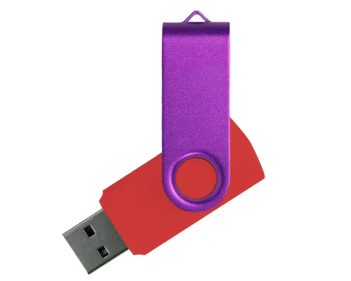 Флеш накопитель USB 2.0 Twister Сolor Mix 16GB, пластик Софт Тач/металл, красный/фиолетовый