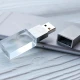 Флеш накопитель USB 2.0 Кристалл, металл/стекло, прозрачный/серебристый, подсветка белым,16 GB