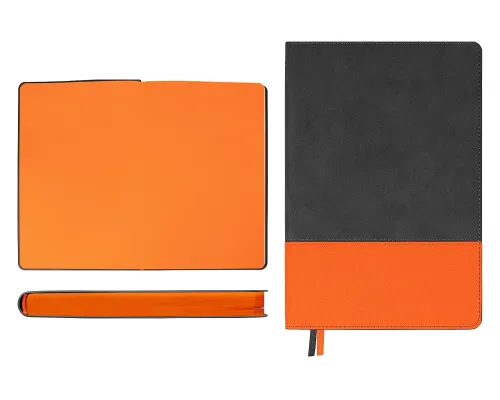 Ежедневник Flexy Treviso Nuba Sand Color А5, серый/оранжевый, недатированный, в гибкой обложке