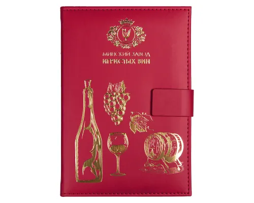 Ежедневник City Latte Pasadena Print Sample Минский завод игристых вин А5, красный, недатированный, в твердой обложке с поролоном и с магнитным клапаном