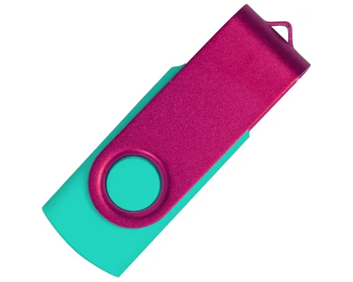Флеш накопитель USB 2.0 Twister Сolor Mix 16GB, пластик Софт Тач/металл, бирюзовый/розовый