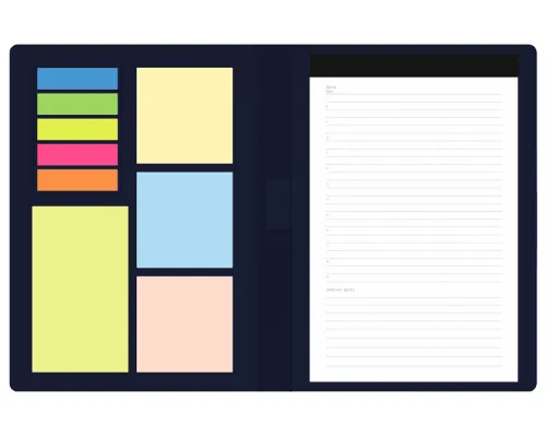 Блокнот А5 Tasmania,  в твердой обложке со стикерами в линейку, синий