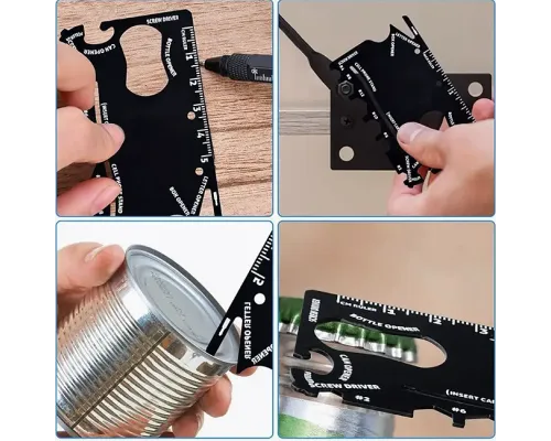 Мультитул Tools Capture в виде карточки, стальной, в чехле из кожзама, черный