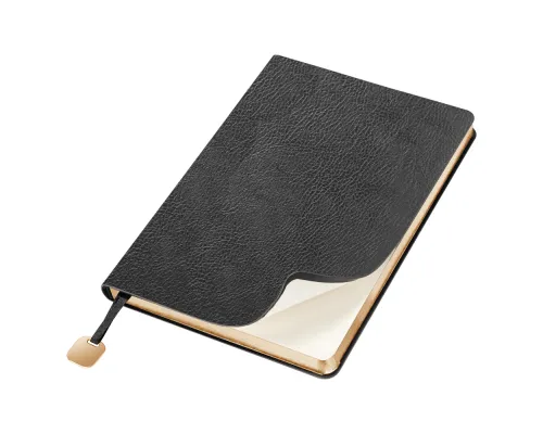 Ежедневник Flexy Columbus Print Sample Медовый дом А5, черный с золотистым срезом, недатированный, в гибкой обложке