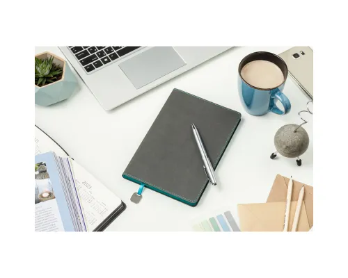 Ежедневник Flexy Latte Color А5, серый с бирюзовым срезом и бирюзовым форзацем, недатированный, в гибкой обложке Ежедневник Flexy Latte Color А5, серый с бирюзовым срезом и бирюзовым форзацем, недатированный, в гибкой обложке