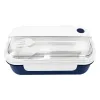 Герметичный контейнер для еды (ланч бокс)  BON VOYAGE, пластиковый, бело-темно-синий, 1100 мл.