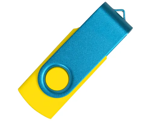 Флеш накопитель USB 2.0 Twister Сolor Mix 16GB, пластик Софт Тач/металл, желтый/голубой