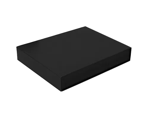 Подарочная коробка, размер 29,5x40,5x8 см, Solution Prestige Linen с магнитным клапаном, черная, с черным ложементом