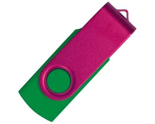 Флеш накопитель USB 2.0 Twister Сolor Mix 16GB, пластик Софт Тач/металл, зеленый/розовый